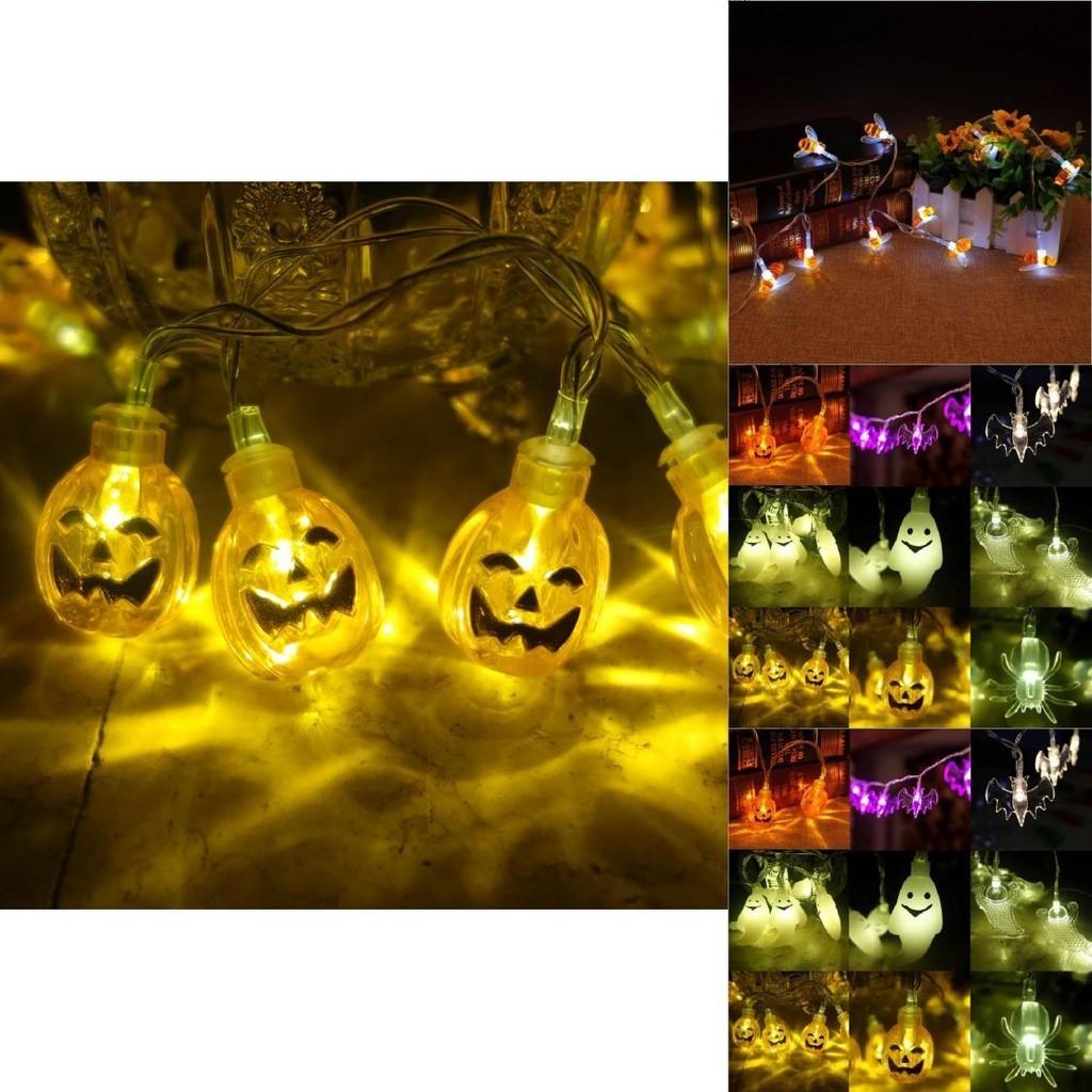 Bezaubernde Halloween LED Lichterketten mit skurrilen Kürbissen, Spinnen und Skeletten für festliche Fensterdekoration
