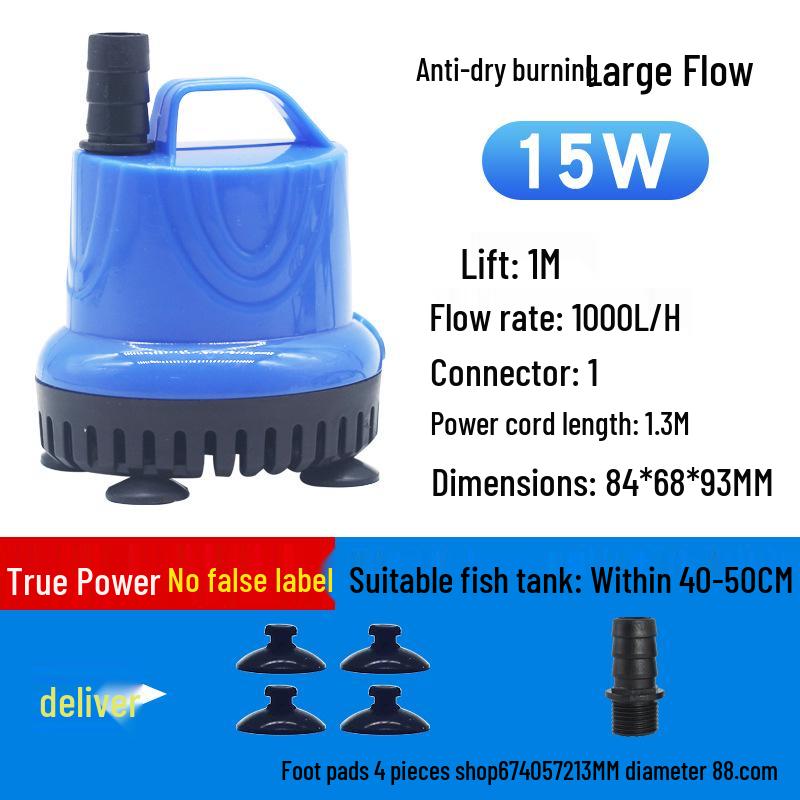 Compact Silent Submersible Aquarium Water Pump with Bottom Suction and Circulation Filter