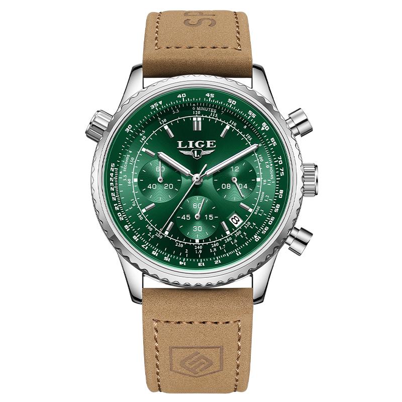 

LIGE Бренд Оригинальные Креативные Кварцевые Часы Мода Личность Спорт Водонепроницаемые Хронограф Мужские Часы Мужской Подарок зелёный