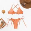 1011 new bikini women's split swimsuit popular in Europe and America, sexy striped printed swimsuit
