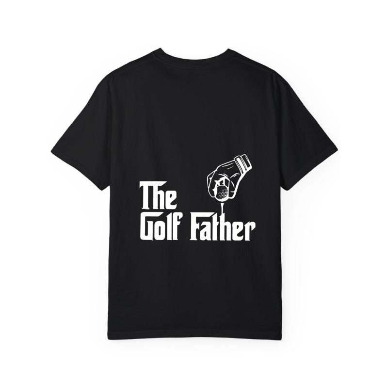 White T Shirt The Golf Father Text and Golf Club Graphic for Casual Wear