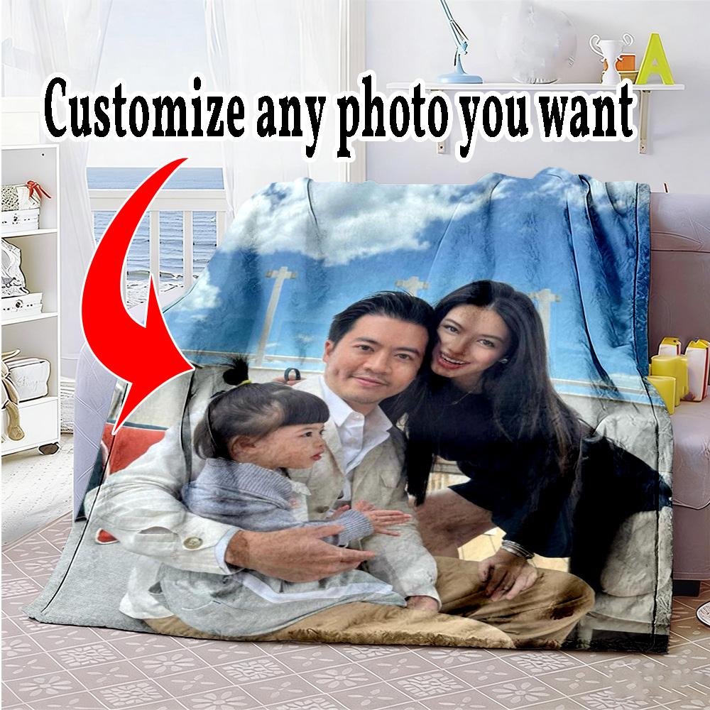 Customize Photo Personalized Photos Blanket Multi-purpose Personalized Blanket Soft Warm Cozy Throw For Bedding Sofa Nap Home Decor All-Season Use