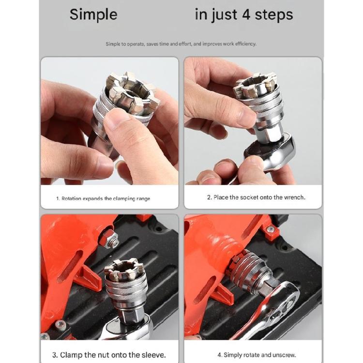 Adjustable Socket Wrench Compatible for 10mm-19mm Bolt Nut Size High Grade Steel for Longevity Efficient Workflows