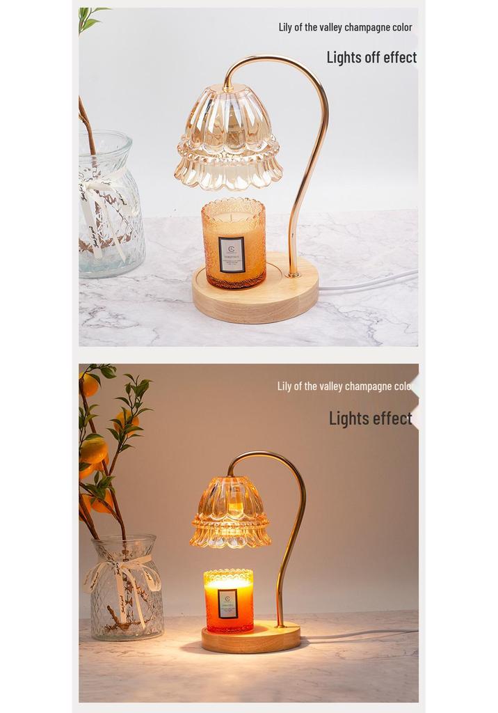 Luxury Glass Aroma Wax Melt Lamp - Fragrance Candle Light for Bedroom, Bedside Table, or Desk. Ideal Decorative Gift.