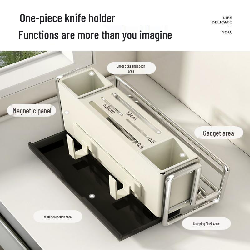 Multifunctional Countertop Cutlery & Cutting Board Rack