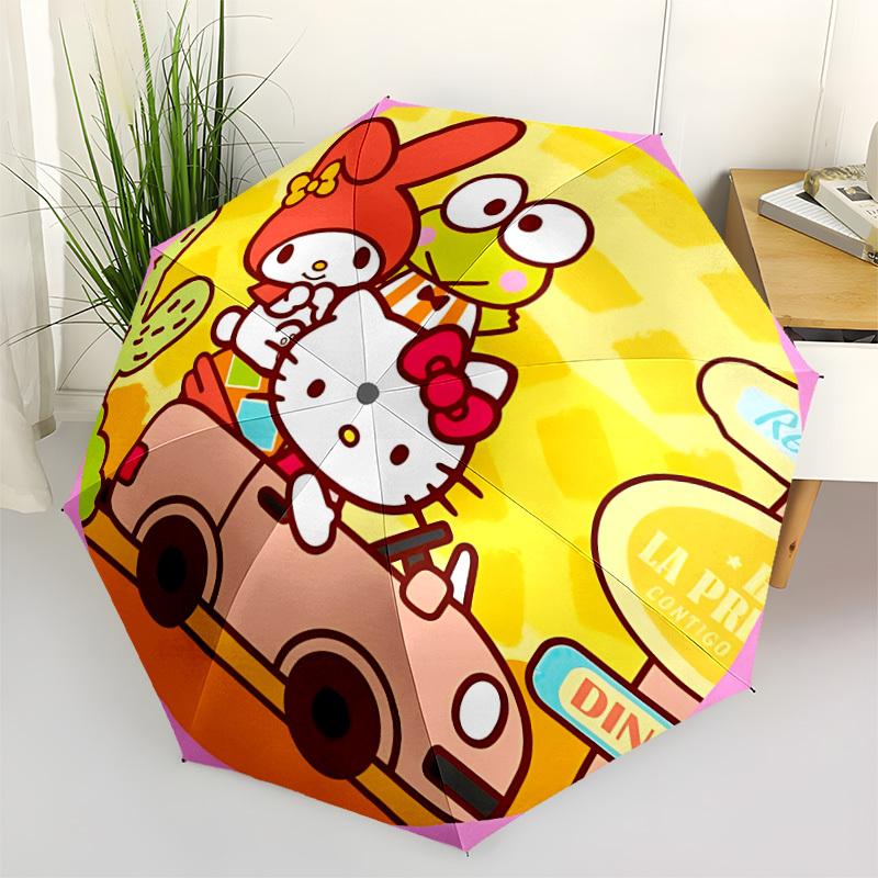 

1pc Hello Kitty Automatic Folding Umbrella - 8-Rib Durable Iron Frame, Compact Portable for Daily Travel, Men & Women yy251125229