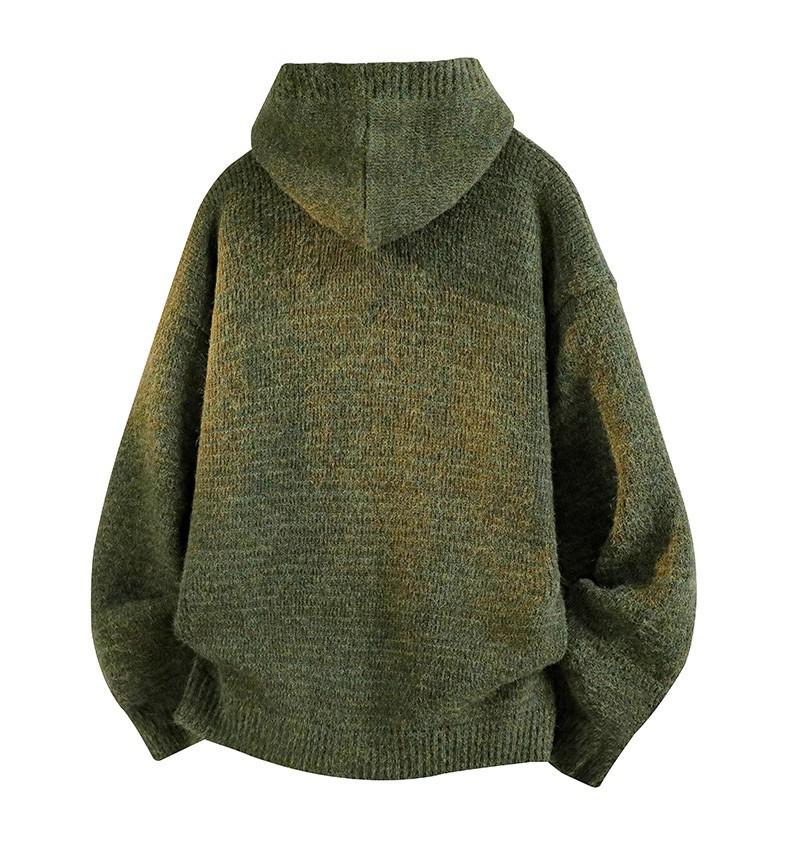 Men's Hooded Cardigan Sweater: Autumn/Winter Trendy Loose Heavyweight Casual Knitwear.