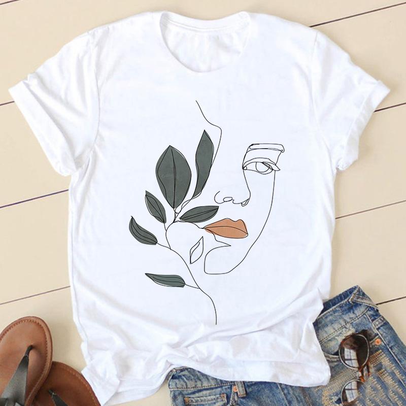 Flowers Face Abstract Simple Women Tshirt High Elasticity Casual Funny T Shirt Gift For Lady Yong Girl Top Tee Drop Ship Tshirt