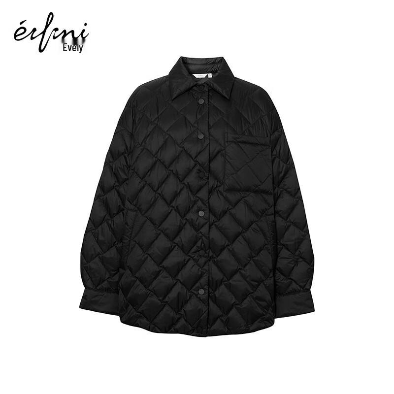 Eifini Women's Shirt-Style Rhombus Down Jacket
