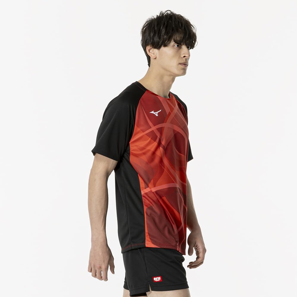 Mizuno Table Tennis All Japan Design Game Short Red Wear, Shirt, Sleeve, Unisex, 82JAB501,