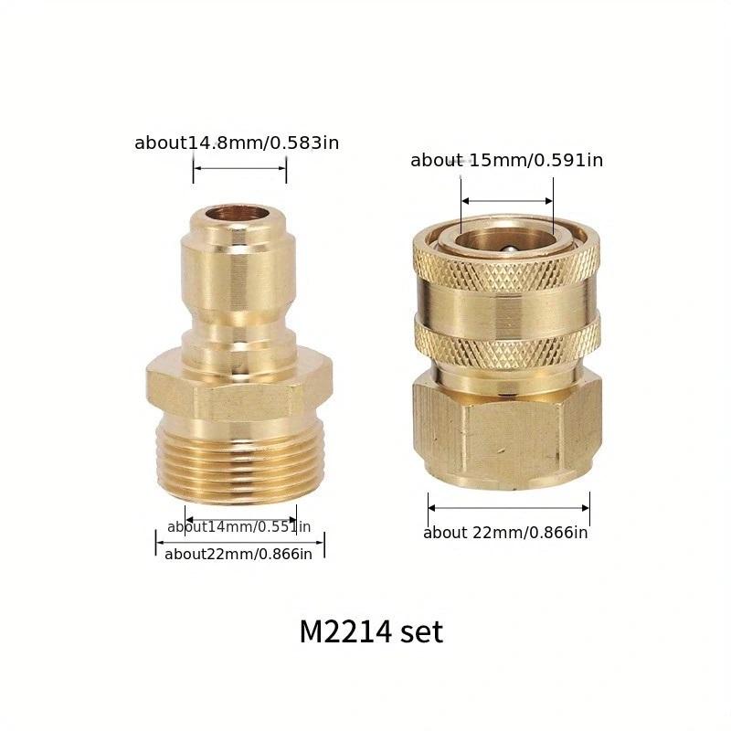 Hızlı Bağlantı Pul Pirinç Basınç Tahliye Konnektörü M22 15 Dişi 1/4 Erkek Çift Hortum İnç Adaptörü Gar
