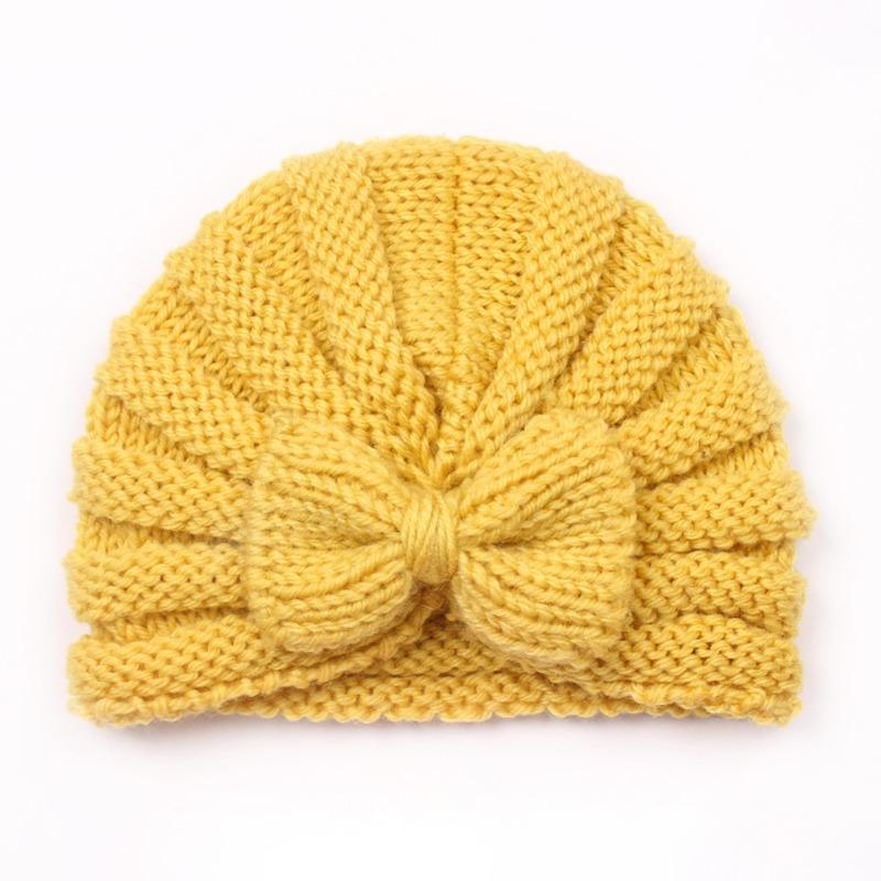 Autumn and Winter New Baby Bow Hat, Children's Knitted Warm Wool Hat, Baby Fetal Hat