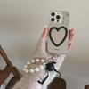 Korean-Style Black Heart Mirror Phone Case for iPhone 15/16/17/17 Pro Max (Female)