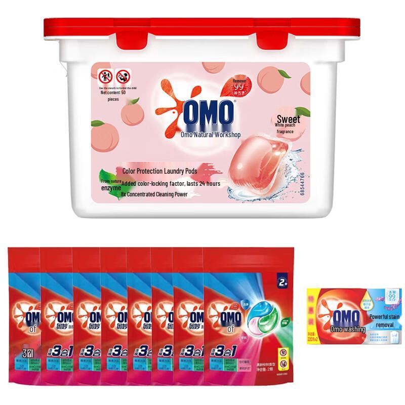 OMO Natural Workshop White Peach Laundry Pods & Soap Set