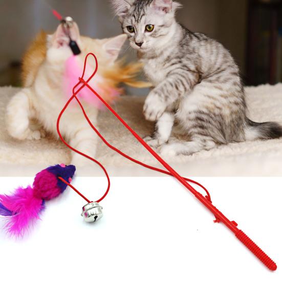 Teaser Stick Mouse Shape Interactive Plastic Cat Teaser Stick for Indoor