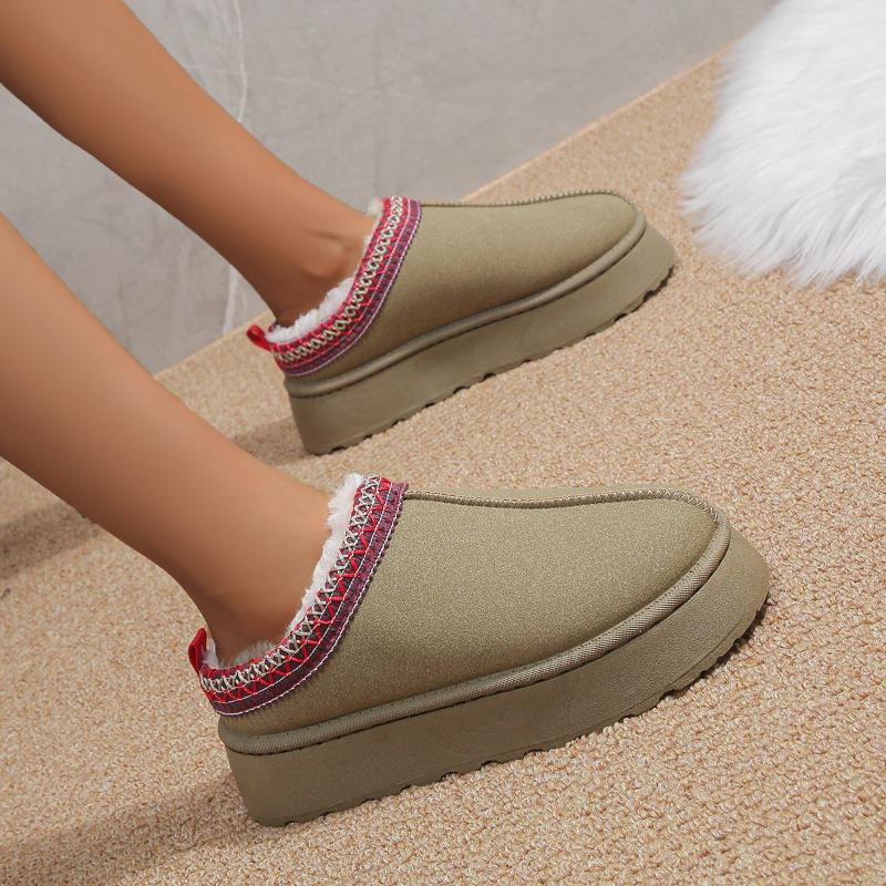 Snow Boots Women's Fluffy Thick-soled Bag Head Duoduo Velvet Warm Cotton Shoes New Winter