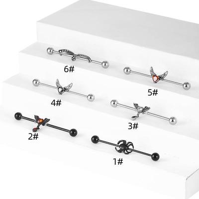 Stainless Steel Zircon-Studded Industrial Barbell Ear Piercing