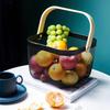 2 Pack Square Metal Mesh Fruit Basket, Portable Metal Picnic Baskets with Wood Handle, Mesh Storage Organizer Basket