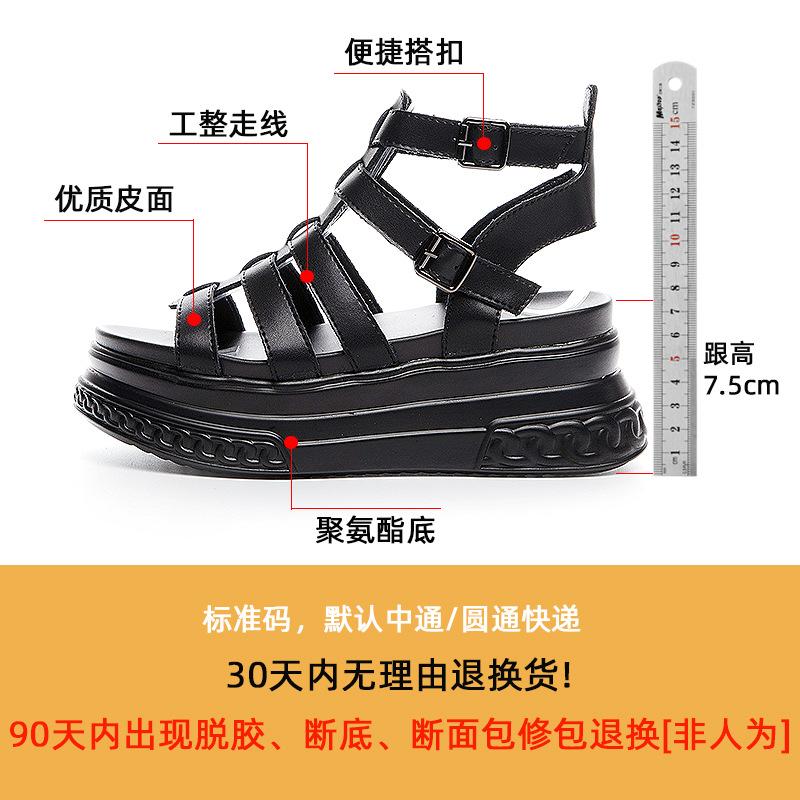 Roman High-top Sandals Women's Buckle Wedge Heel Thick Sole Fish Mouth Thick Heel Sandals Outer Wear Casual X Shoes Fashion Summer New