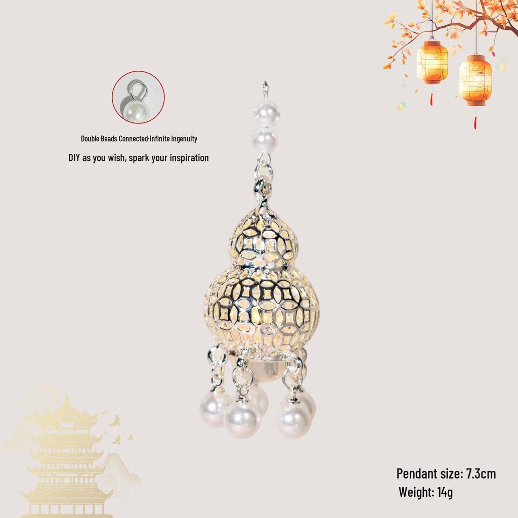 Luminous DIY Palace Lantern Fan Pendant Magnet Keychain Ornament - Ancient Style Accessory