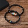 Pulseira de Corda de Couro Trançado Arco-Íris com Fecho Magnético - Estilo Europeu e Americano