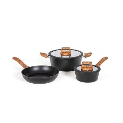 Kookgerei - Inductie - LIVOO - MEP147 - Antiaanbakaluminium - 5-delig - 1 steelpan Ø16 - 1 koekenpan Ø24 - 1 braadpan Ø24