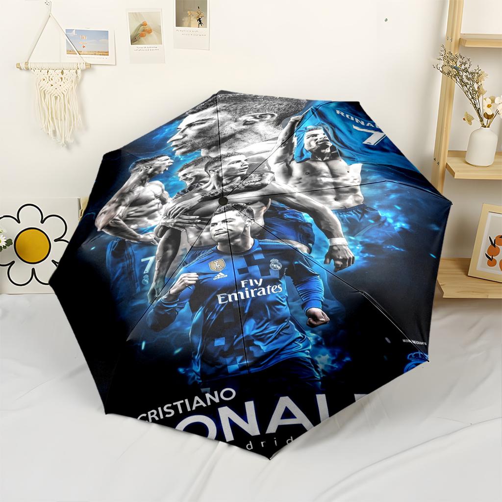 Powerful Cristiano Celebration Automatic Umbrella Folding Umbrella with 8 Ribs Foldable Design Travel Essential Fashion Lovers