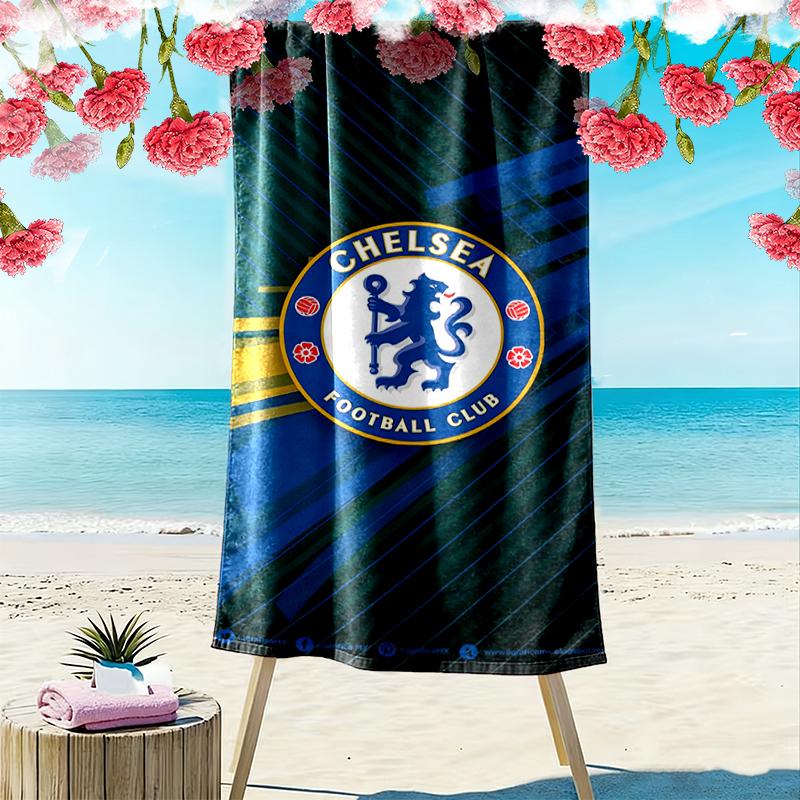1pz Asciugamano da Spiaggia Chelsea FC, Morbido Asciugamano da Spiaggia Adatto per Spiaggia, Nuoto, Campeggio all'Aperto e Viaggi