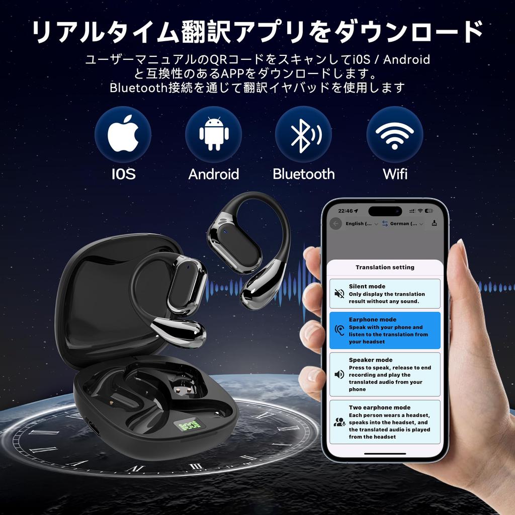 Open-Ear Bluetooth 5.4 Wireless Earbuds, Automatic Connection, HI-FI ENC, CVC8.0 Calling, AAC+SBC, Earhook Style, Lightweight, Comfortable Fit, AI