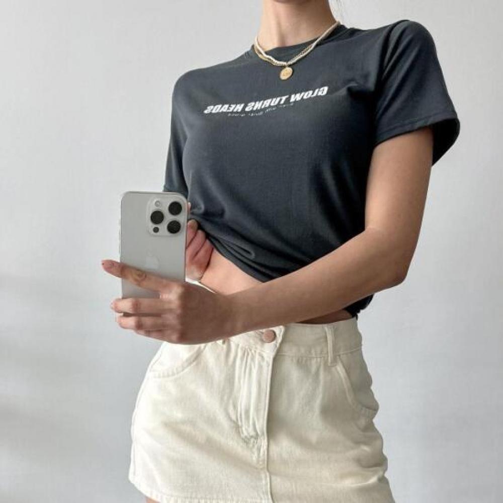 New Arrivals Open Run Women Basic FiT Round Neck LeTTering T shirT