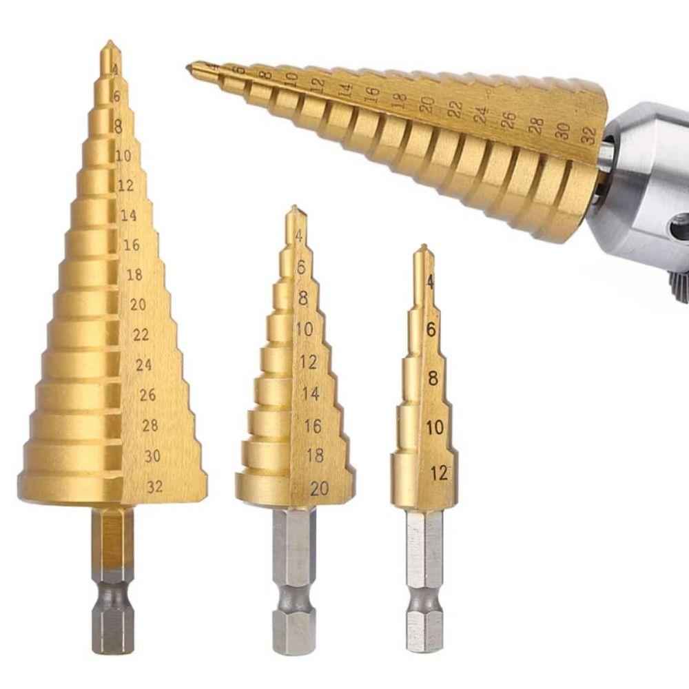 3Pcs Heavy Duty Step Drill Bit Set High Speed Step Drill Bit Hole Cutter  Plastic Drilling