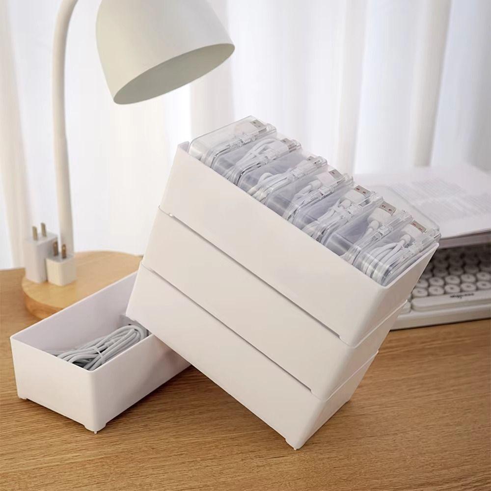 3/7/11 Grid Data Cable Storage Box Durable Desktop Cable Organizer  Office Supplies