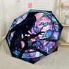 Gothic Raven And Skull Automatic Umbrella Compact 8-Rib Design Sturdy Construction Durable Everyday Carry Umbrella Stylish Accessory Spiritual Gift