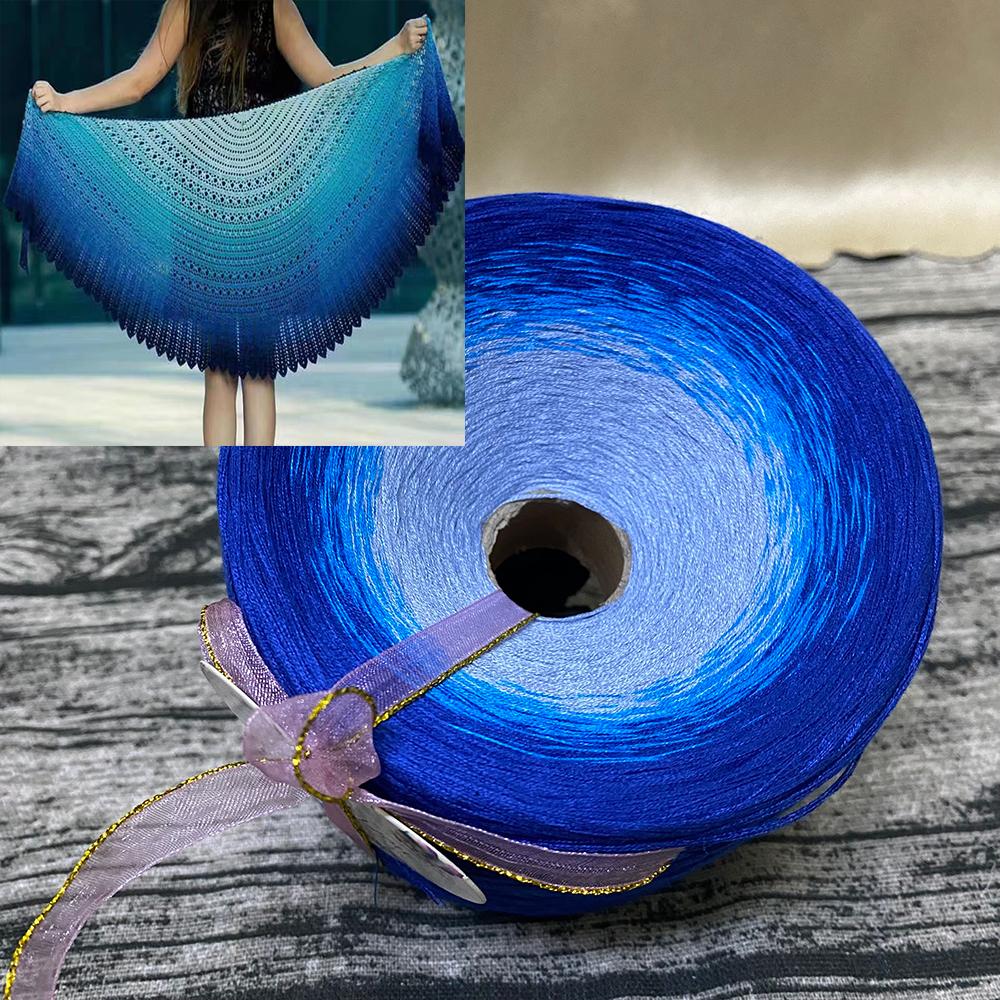 300g Pure Cotton Cake Thread Gradient Long Section Dyed No. 8 Lace Thread for DIY Hand-knitted Shawl Short-sleeved Skirt Blanket