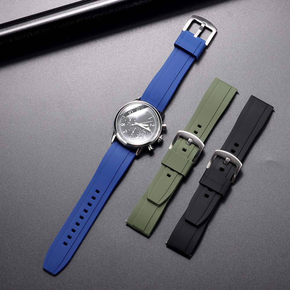 20mm 22mm Silicone New Sports Fashion Belt One Piece FKM Watch Strap Rubber Watch Band Wristband for Seiko for Omega for Casio