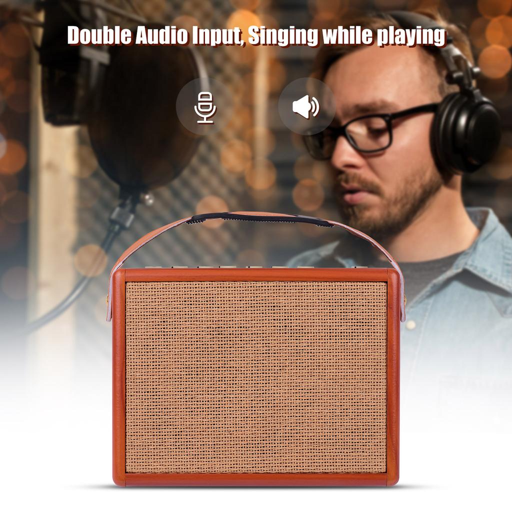 AC-25 25W Portable Acoustic Guitar Amplifier Rechargeable Amp Wireless BT Speaker Indepedent Reverb