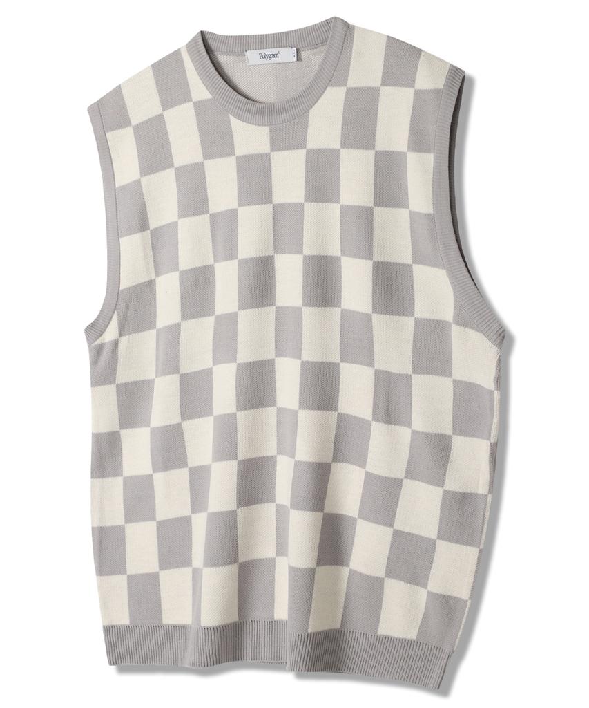 Polygram Board Check Knit Vest - 4 Colors