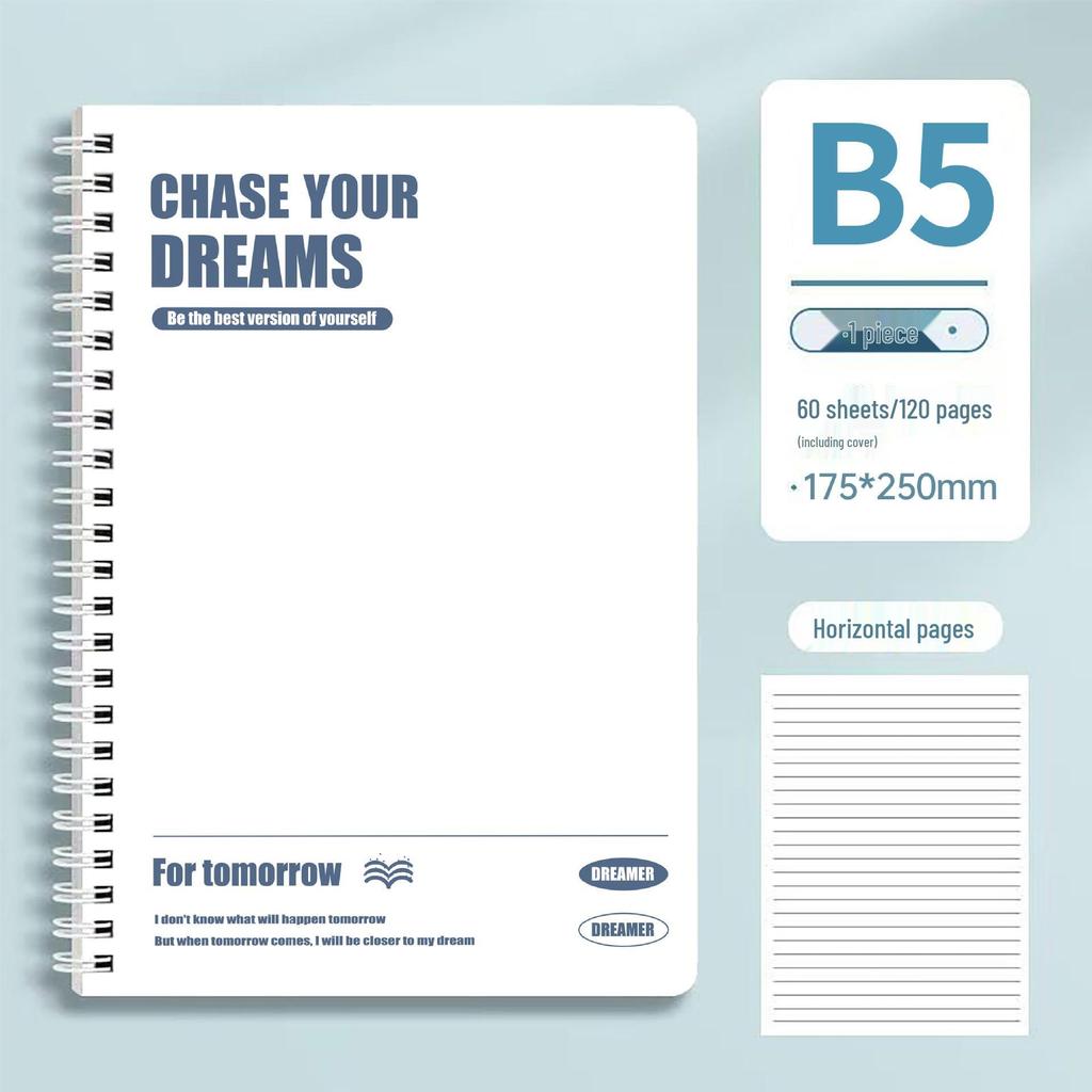 Super Thick Spiral Notebook B5, Lined, High Appearance A5, Perfect for High School Exam Prep.