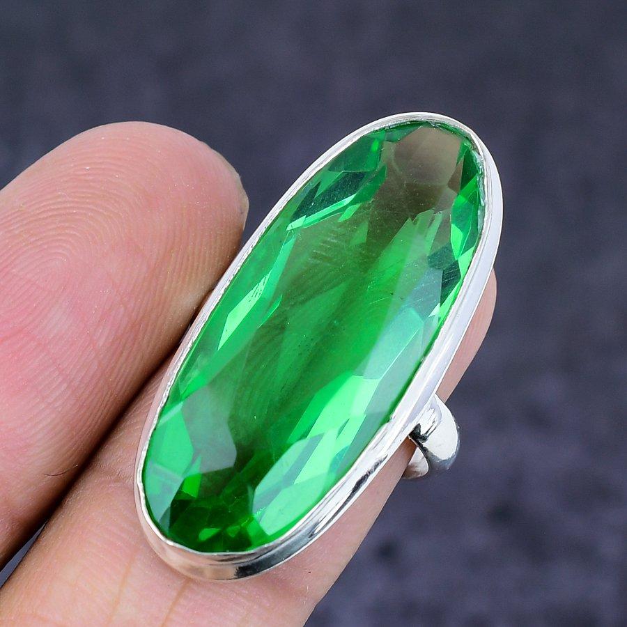 Tsavorite Gemstone Handmade 925 Sterling Silver Jewelry Ring Size 6 U8y54