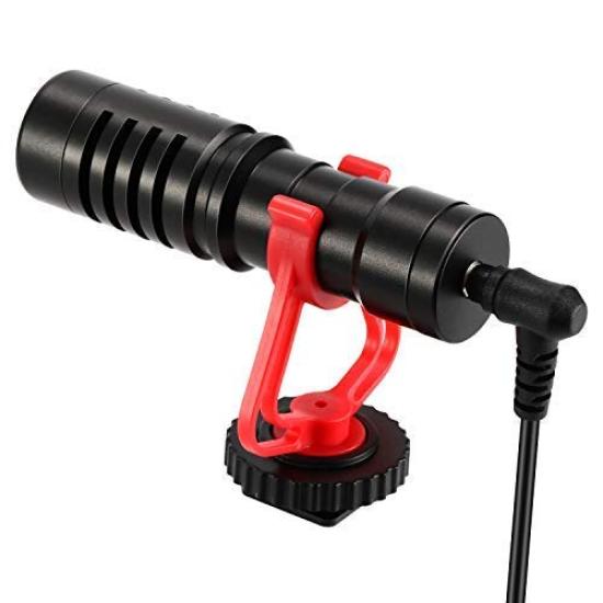Moukey Camera Microphone, External Microphone, Vlog Microphone with 3.5mm Adapter Cable for Smartphones, Videos, Vlogs, Canon, Nikon, and Sony