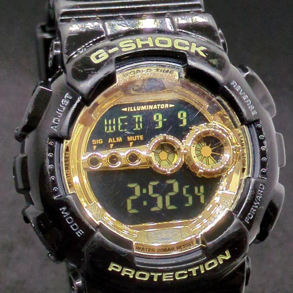 Used Working Casio G-SHOCK GD-100GB Black x Gold Men's Watch