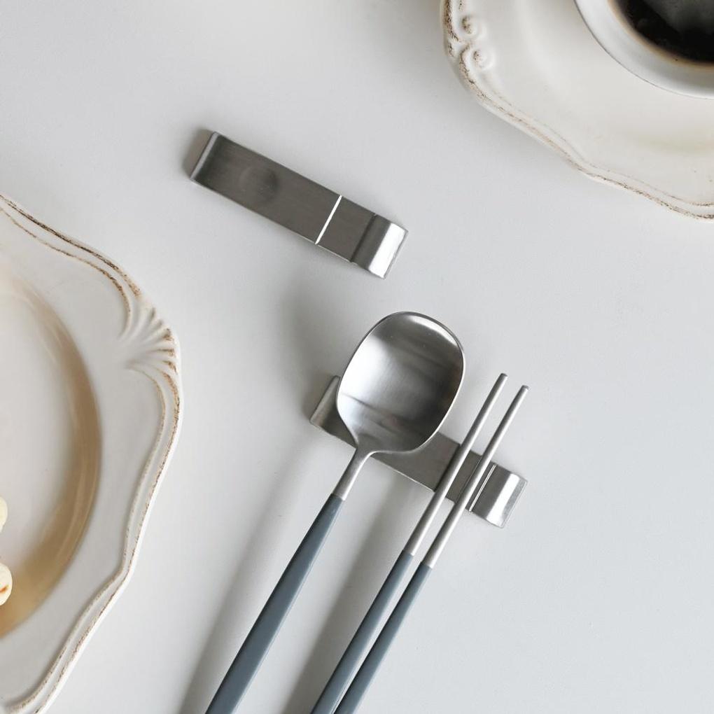 Haushalts-Löffelablage komplett aus Edelstahl, satiniertes Silber, 1 Stück