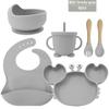 Silicone Dinner Plate Set Baby Children Learning To And Drink Feeding Tableware Baby 6pcs  Crab Compartment Food Bowl