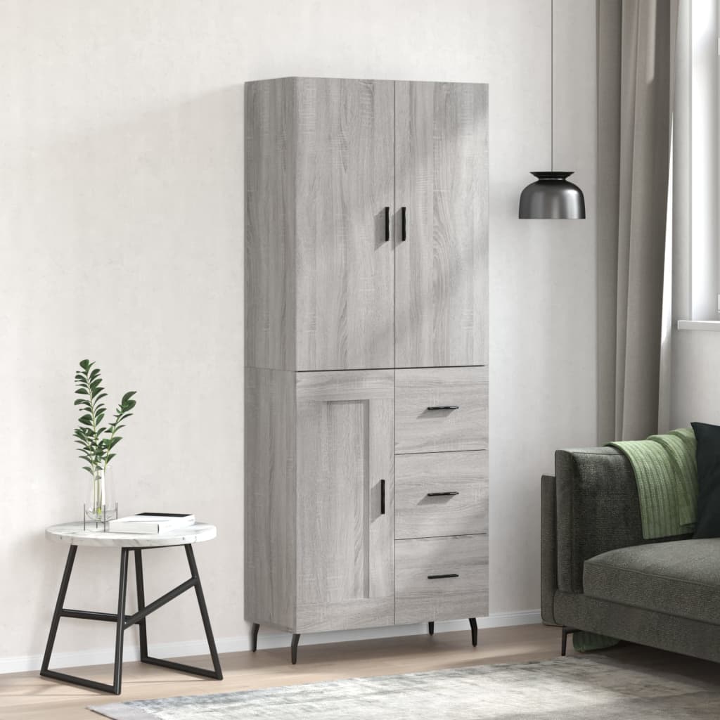 Highboard Gray Sonoma 69.5 X 34 X 180 Cm Particleboard