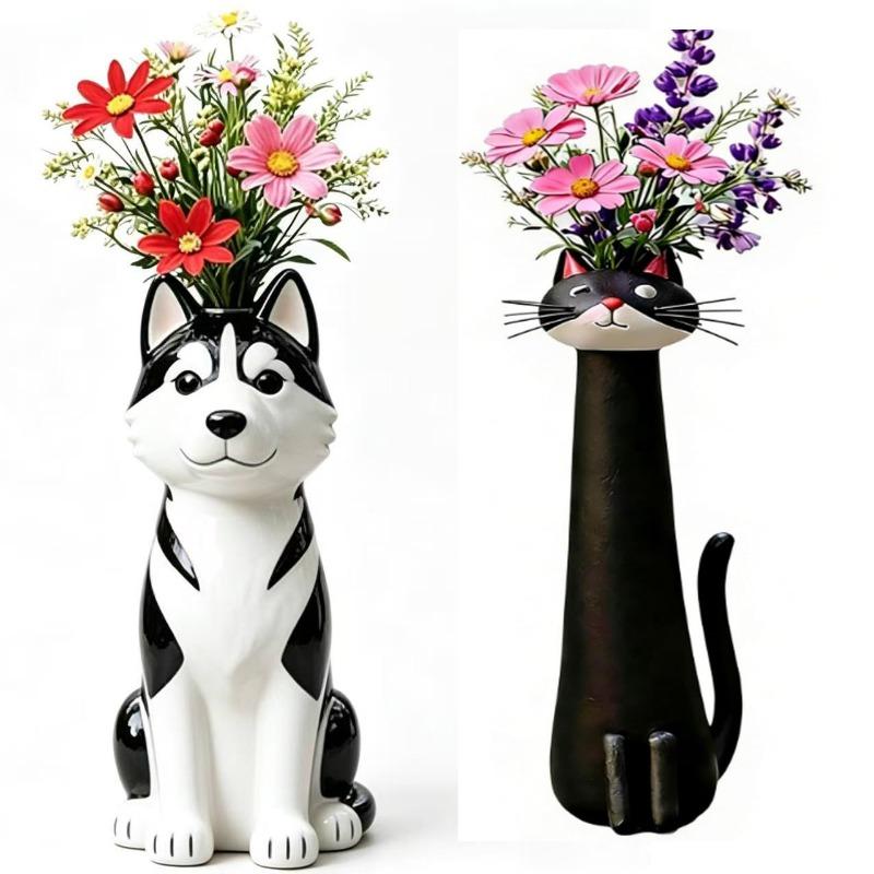 2pcs Cute Cat Shaped Flower Vase for Desk Shelf Decor Gardening Gift Home Decor