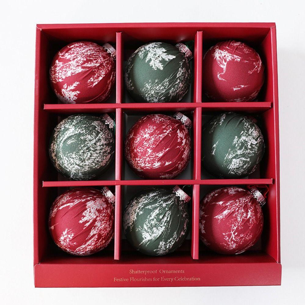 9Pcs Snowflake Painted Christmas Ball Ornaments Snowflake Christmas Ball Home Party Decor
