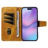 For iPhone 17 Leather Case Wallet Stand Grids Imprinted Phone Cover with Strap
