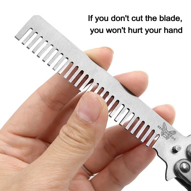 Foldable Comb Stainless Steel Practice Training Butterfly Knife Comb Beard Moustache Brushe Salon Hairdressing Hair Styling Tool