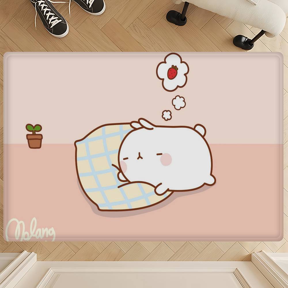 Kawaii Molang Floor Mat Rectangle Anti-slip Home Soft Badmat Front Door Indoor Outdoor Mat Modern Home Decor