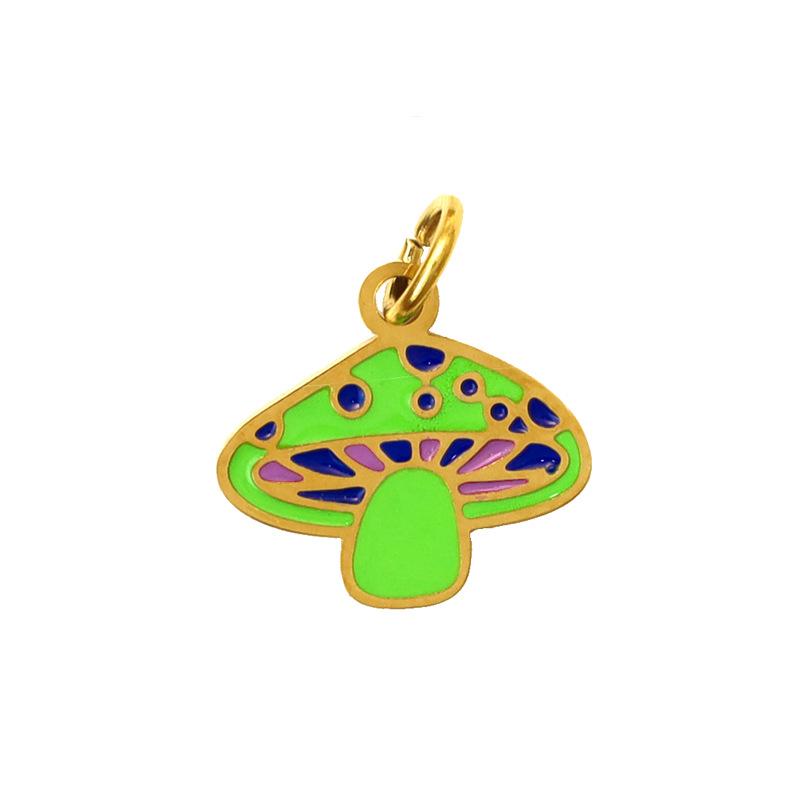 Summer On The New National Tide Does Not Fade Niche Dripping Oil Colored Mushroom Necklace Accessories Diy Design Pendant Female